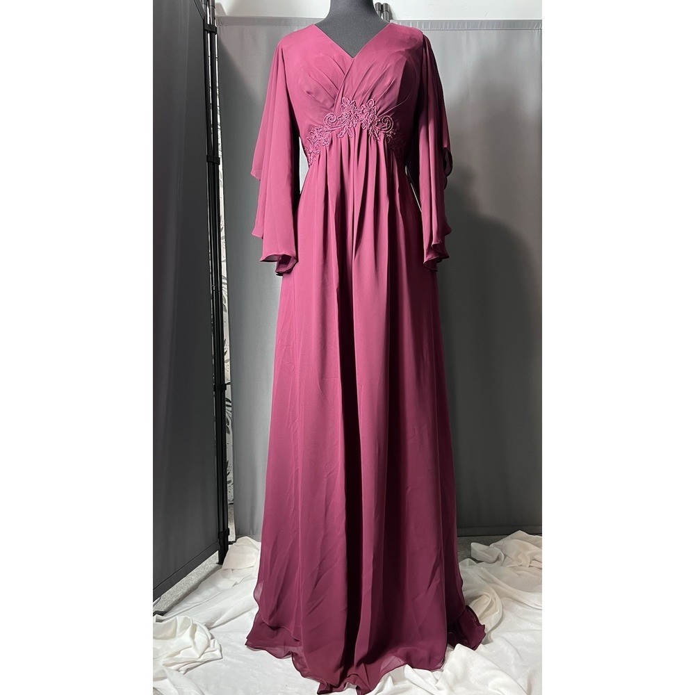 Burgundy Chiffon Bridesmaid Gown Sz M 8 New Corset Prom Elegant Cocktail Evening